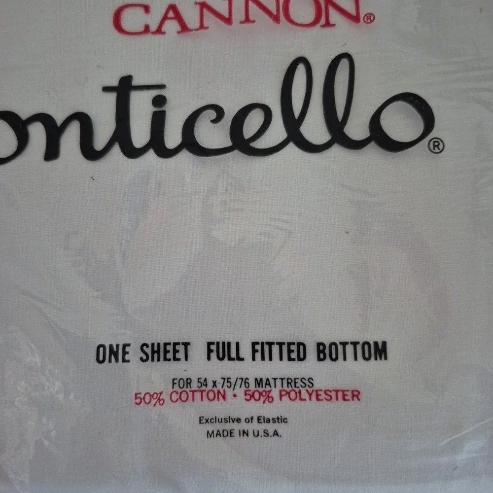 Vintage Cannon Monticello No‎ Iron Muslin Full Fitted Sheet 54x75 50/50 USA NOS